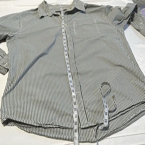 Old Navy Mens Green White Stripe Extra Large Casual Button Up Dress Shirt - Picture 6 of 9